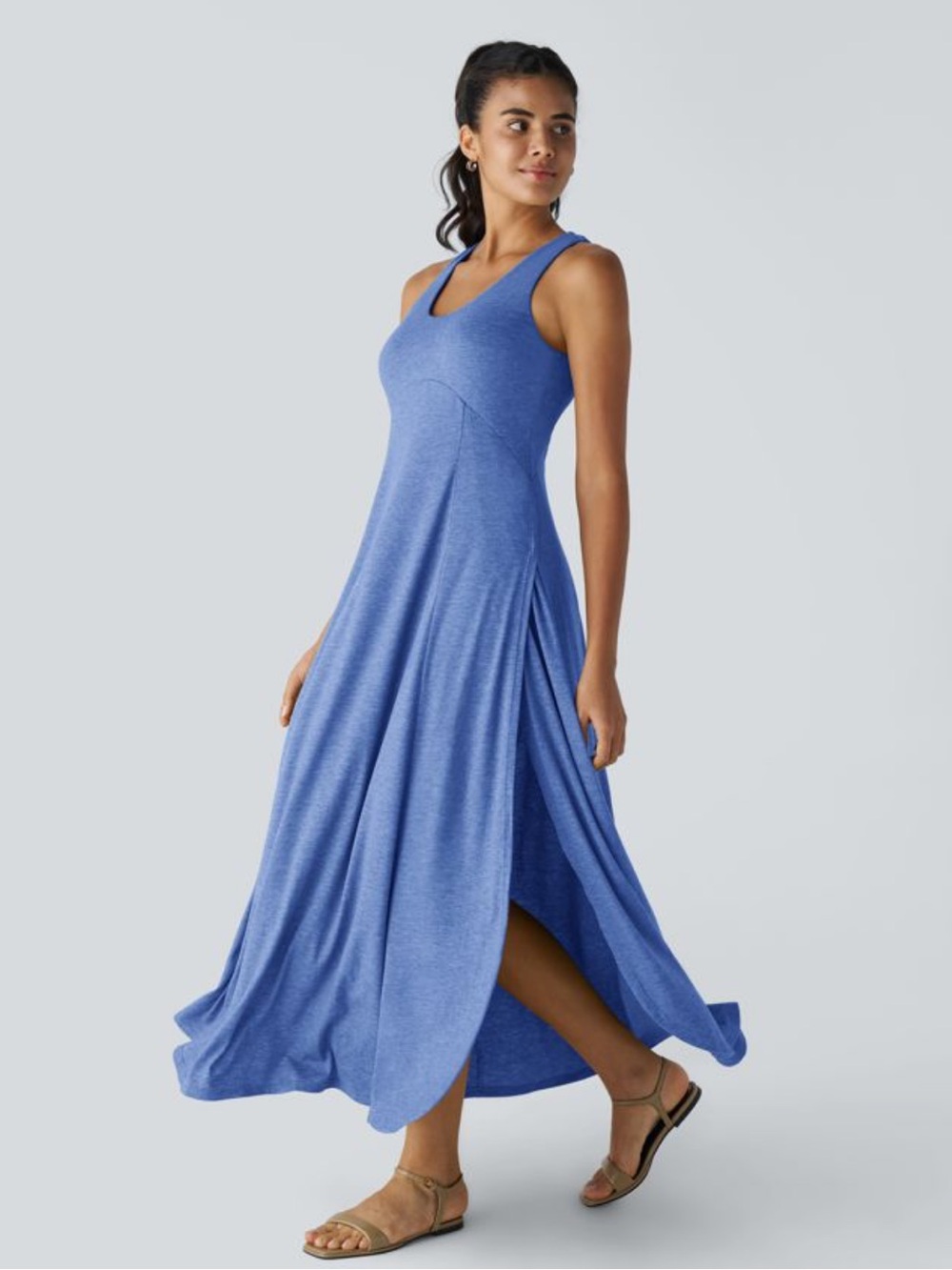 Halara U Neck Flowy Maxi Casual Tank Dress Athleisure Comfort Casual Size Large